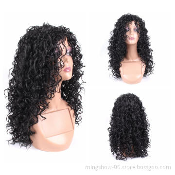 Wholesale Cheap Colorful Curly Long Synthetic Wigs Hight Temperature Fiber Synthetic Wig With Bangs